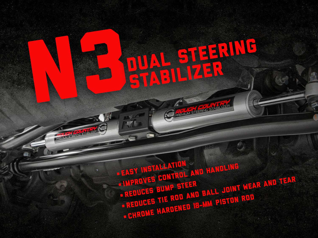 N3 Steering Stabilizer | Dual | 2.5-8 Inch Lift | Ram 2500 (14-25)/3500 (13-25) 
