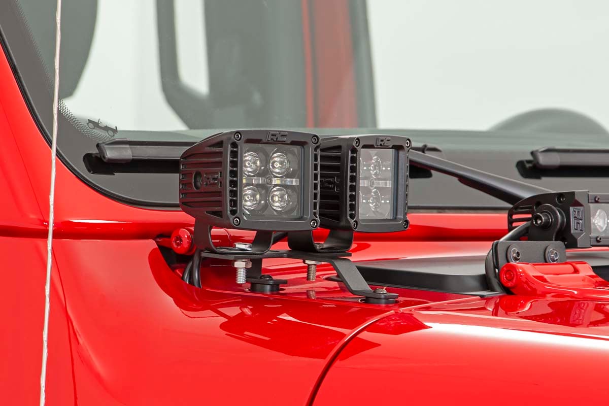 LED Light Kit | Quad | Cowl Mount | 2" Black | White DRL | Jeep Gladiator JT/Wrangler JL (18-25)